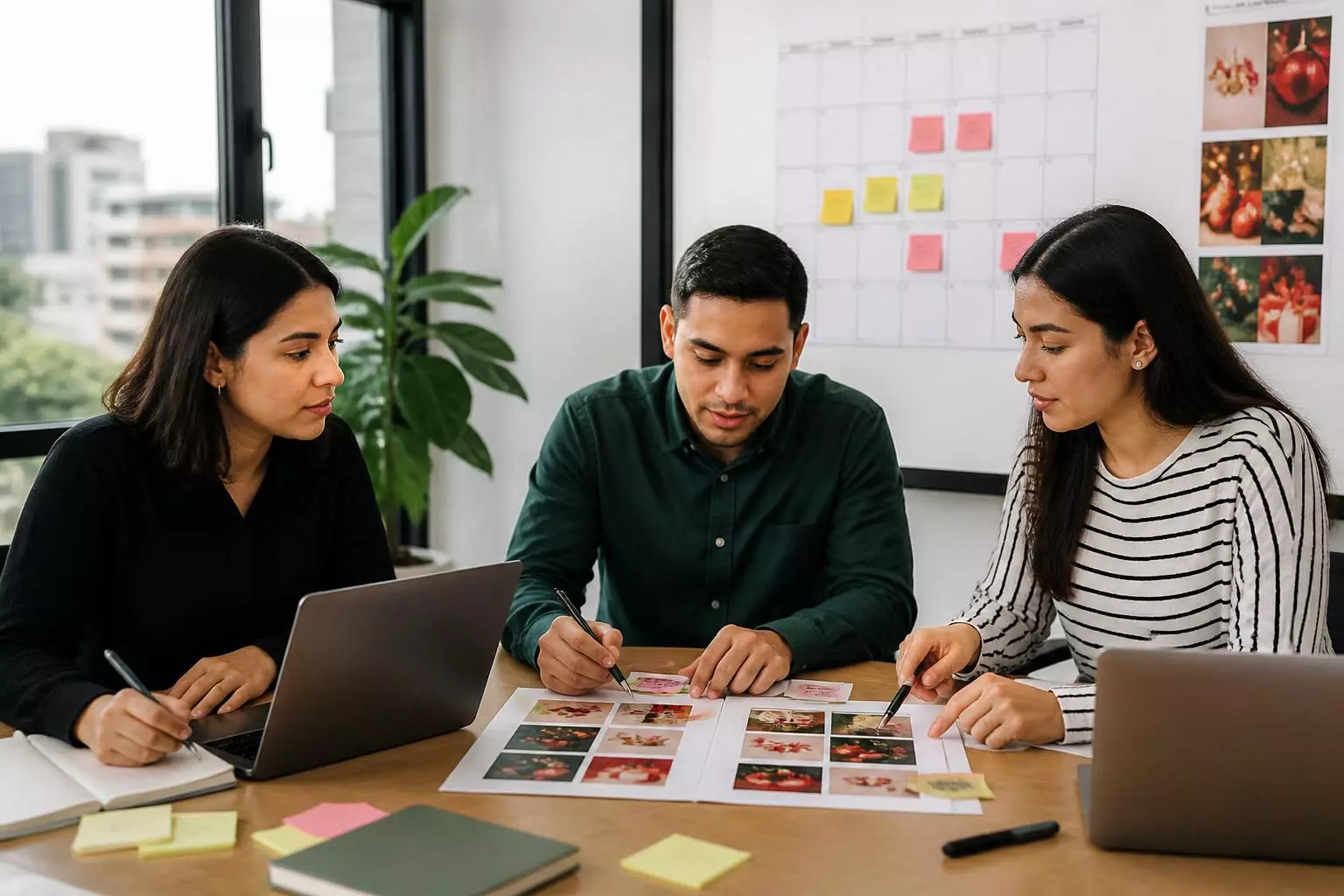 Equipo de marketing planifica campañas de Black Friday con un calendario de octubre y noviembre
